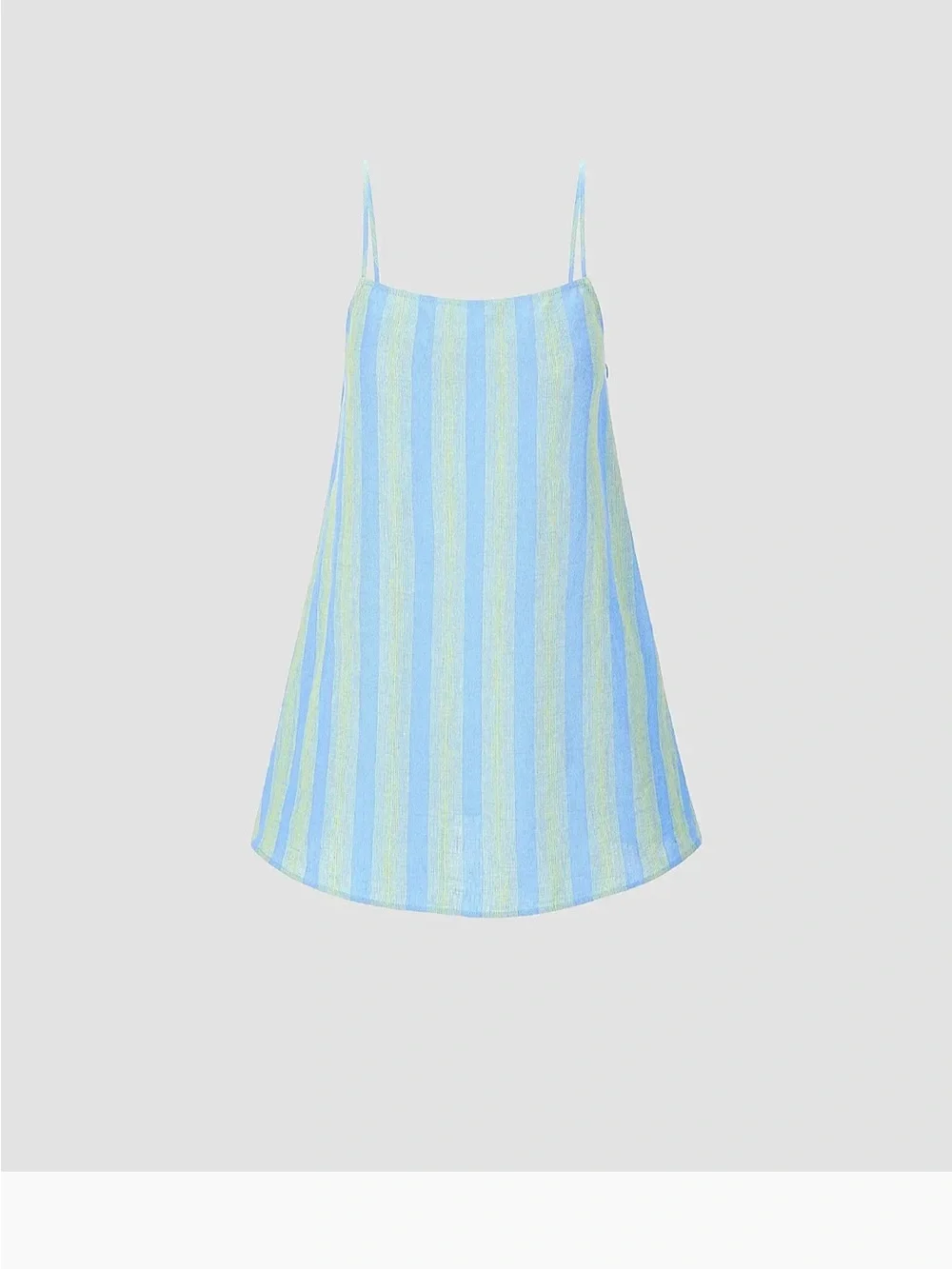 STAUD Blue and Light Green Striped Slip Dress